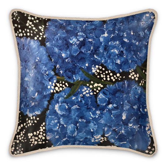 Silk Cushions - Blue Carnations
