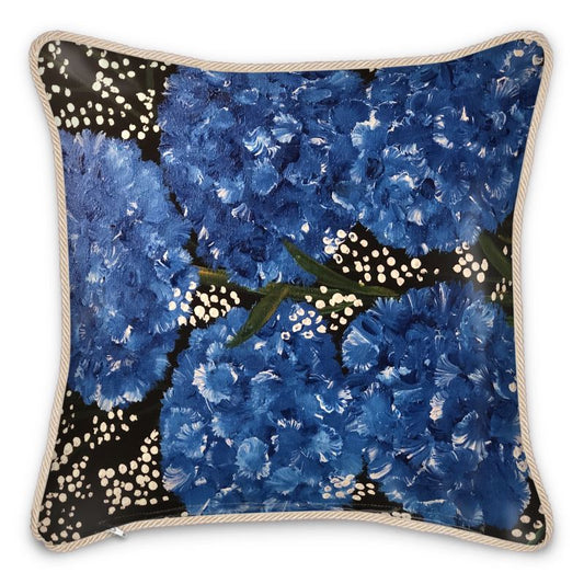 Silk Cushions - Blue Carnations