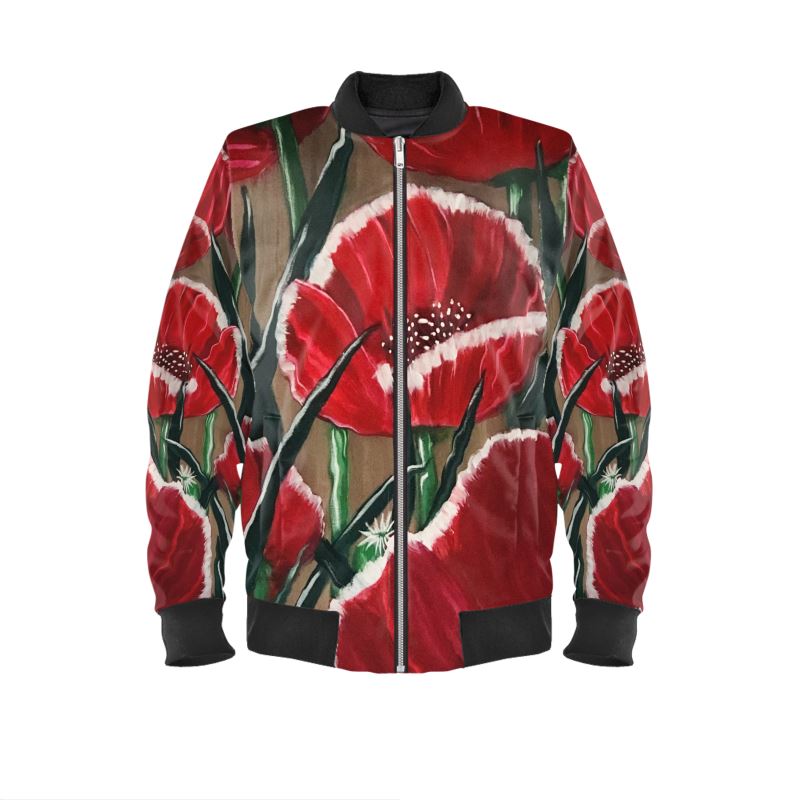 Women's Bomber Jacket - Garden Poppies