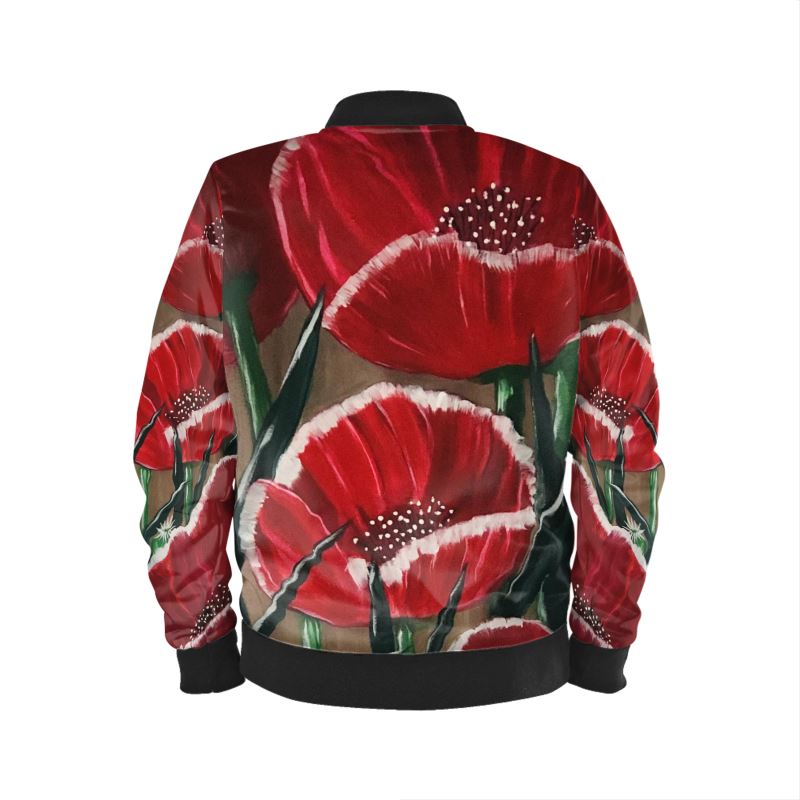 Women's Bomber Jacket - Garden Poppies
