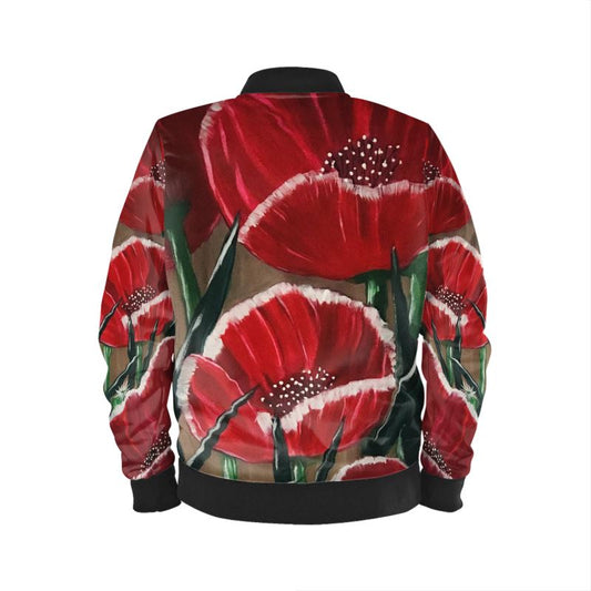 Women's Bomber Jacket - Garden Poppies