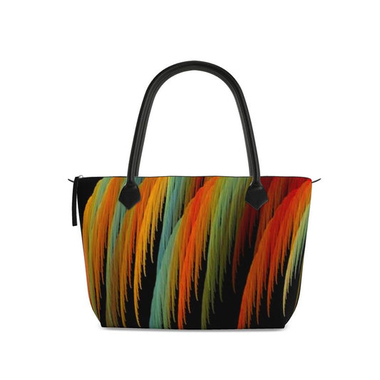 Zip Top Handbag - Colourful Plumage