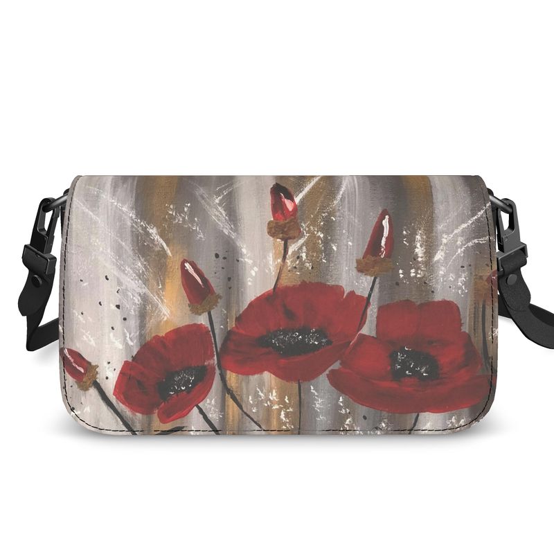 Flap Over Box Bag - Red Poppies