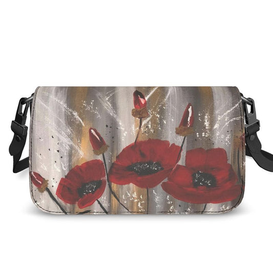 Flap Over Box Bag - Red Poppies