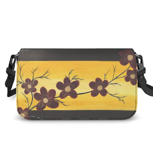 Flap Over Box Bag - Red flowering Vine