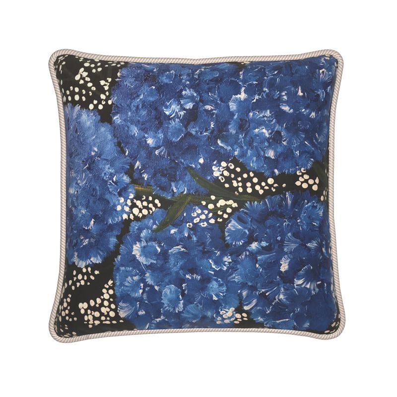 Silk Cushions - Blue Carnations
